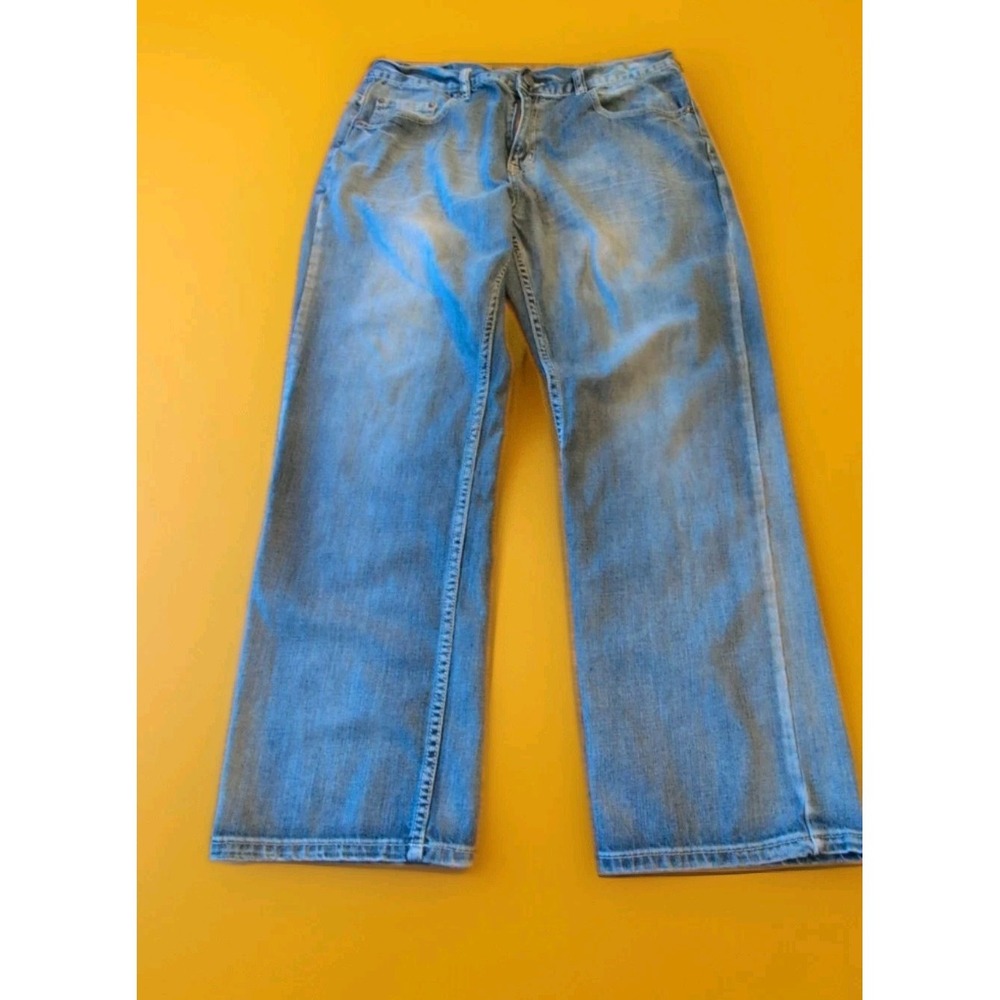 Bailey's Pt Black Straight Jeans Men's Size 36x30 Embroidered Blue 100% Cotton